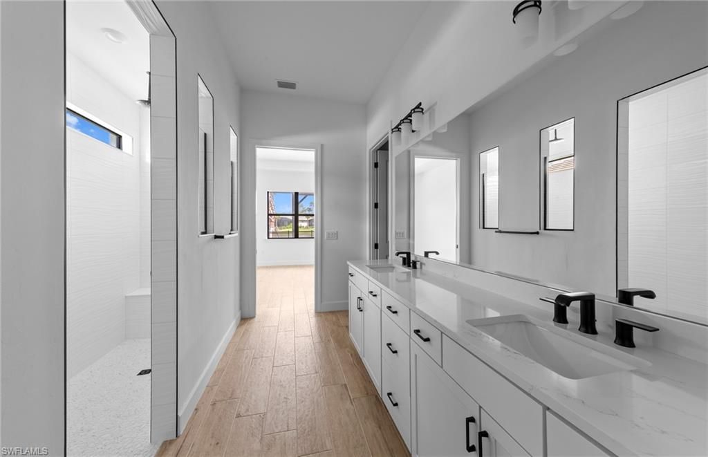 Bathroom, Dual Sink Vanities, Interior, Wood Texture Flooring