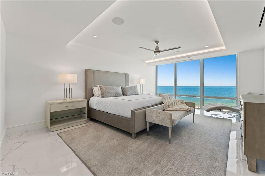 Bedroom, Interior, Marble, Recessed Lighting, Water