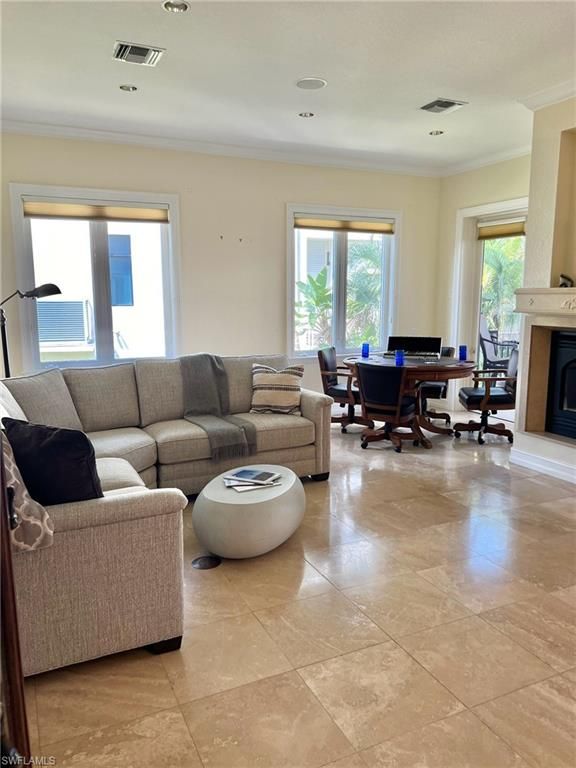 Dining room, Fireplace, Interior, Living room, Recessed Lighting