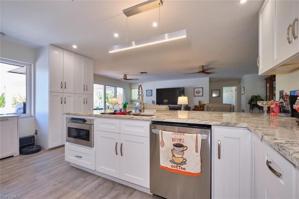 Interior, Kitchen, Recessed Lighting, Wood Texture Flooring