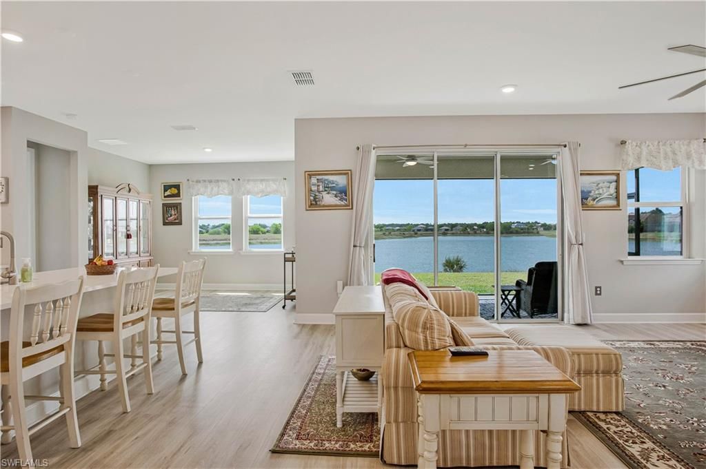 Dining room, Interior, Recessed Lighting, Water, Wood Texture Flooring
