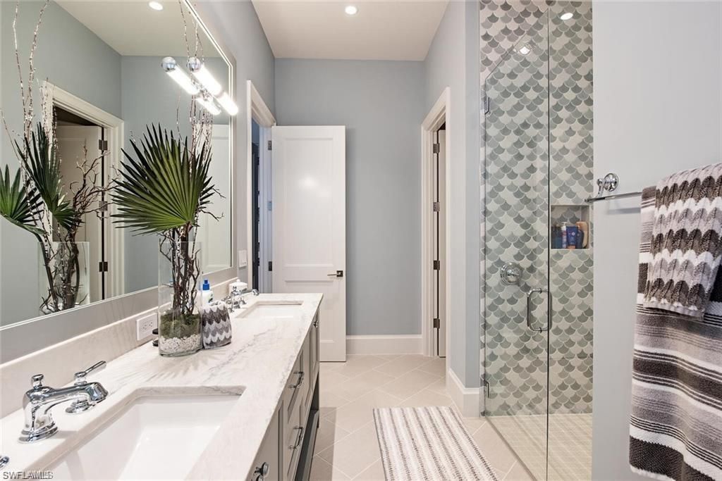 Bathroom, Dual Sink Vanities, Glass Shower, Interior, Recessed Lighting