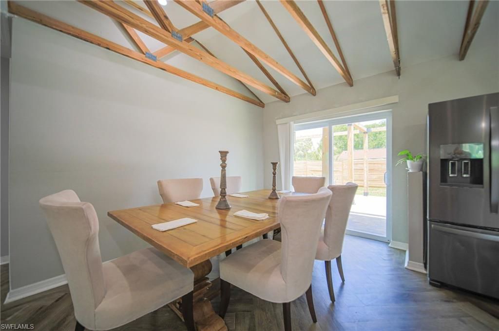Dining room, Interior, Wooden Beams, Wood Texture Flooring