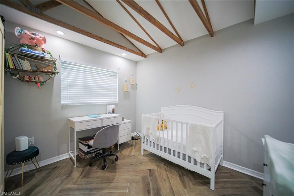 Home Office, Interior, Recessed Lighting, Wooden Beams, Wood Texture Flooring
