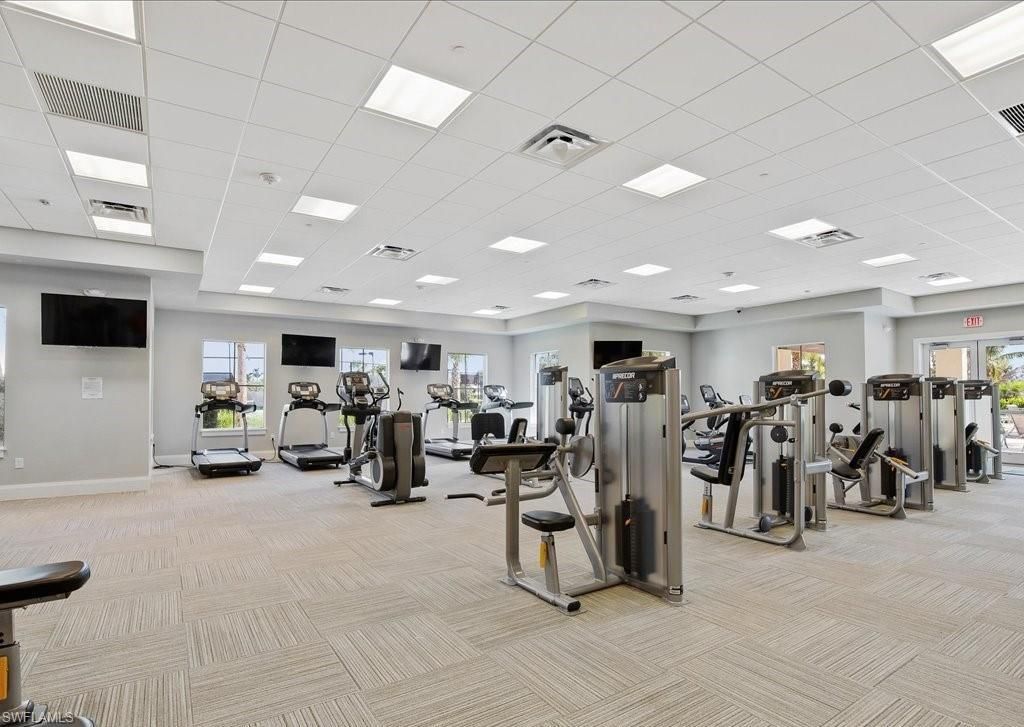Fitness Equipment, Gym, Interior, Recessed Lighting