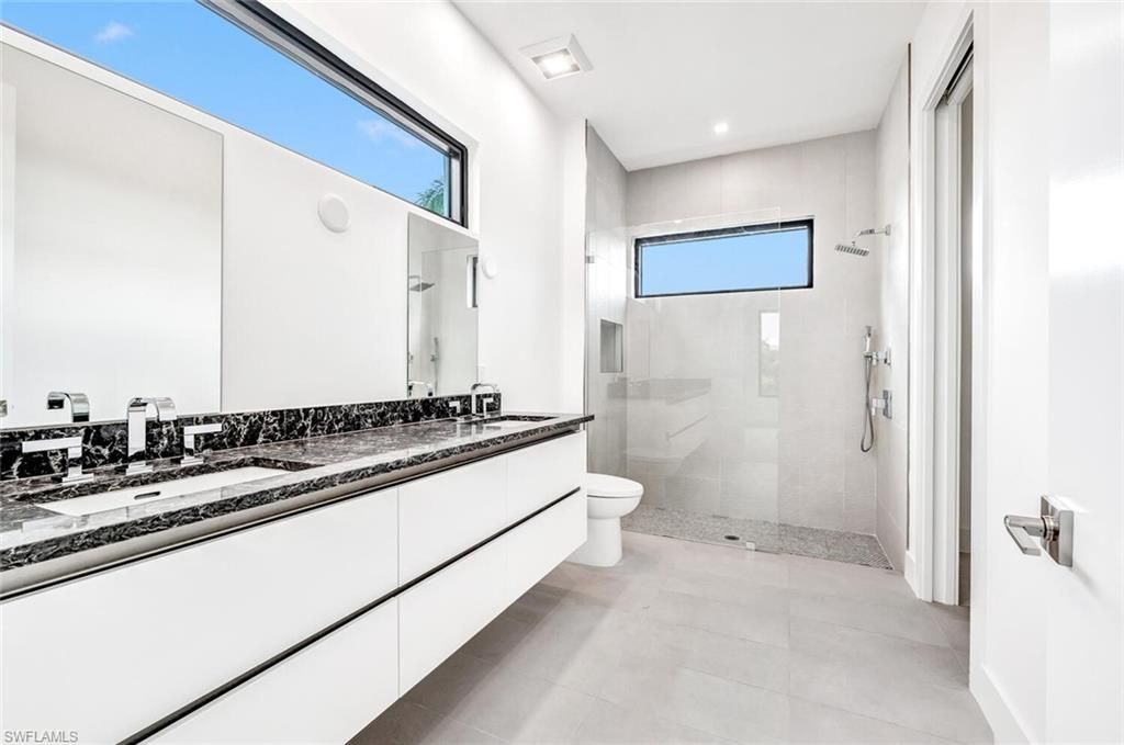 Bathroom, Dual Sink Vanities, Glass Shower, Interior, Recessed Lighting