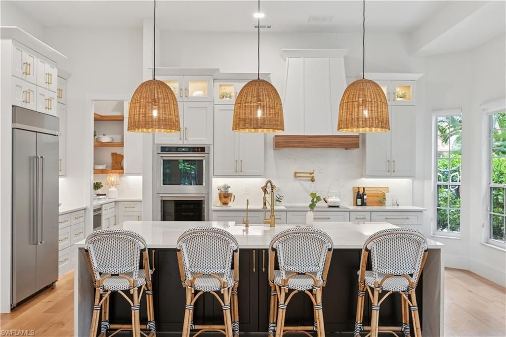 Interior, Kitchen, Pendant Lights, Stainless Steel Appliances, Wood Texture Flooring