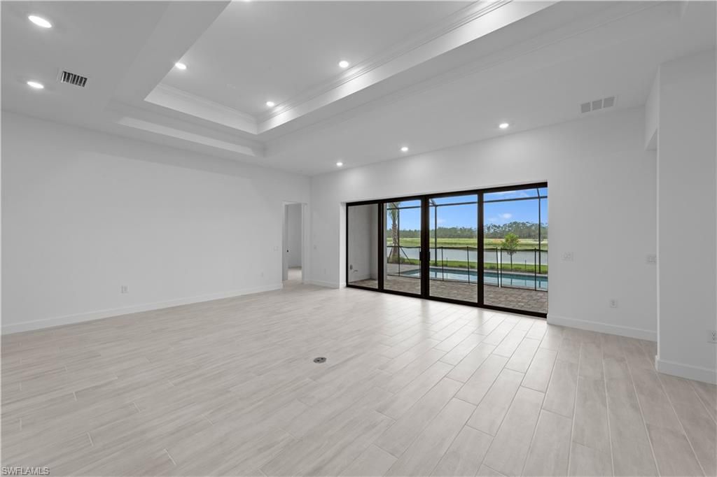 Empty room, Interior, Recessed Lighting, Wood Texture Flooring