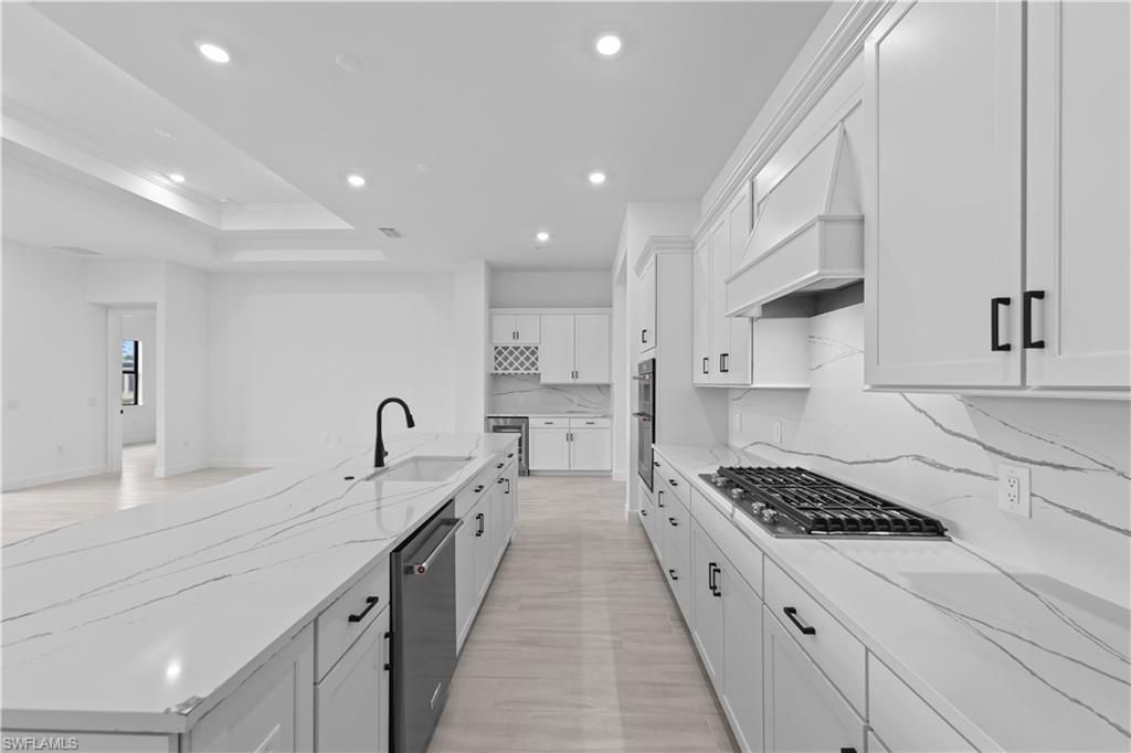 Interior, Kitchen, Marble Walls, Recessed Lighting