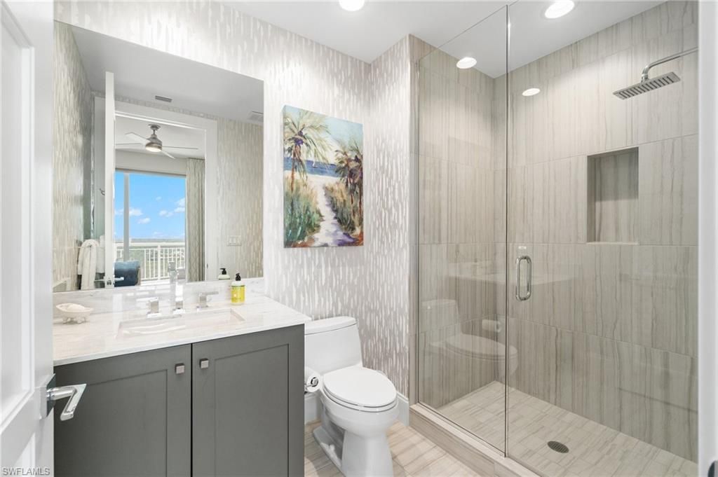 Bathroom, Glass Shower, Interior, Recessed Lighting