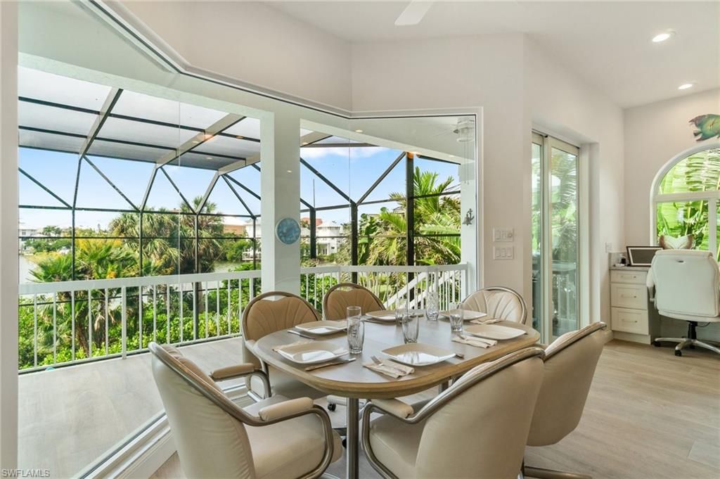 Dining room, Glass Ceilings, Interior, Recessed Lighting, Sun Room, Wood Texture Flooring