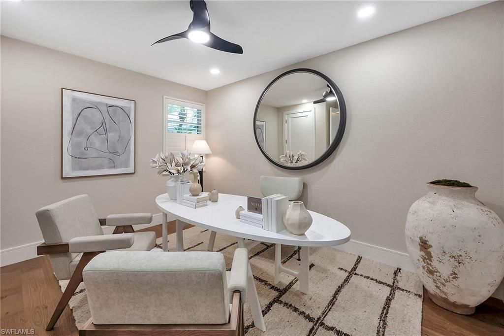 Home Office, Interior, Recessed Lighting, Wood Texture Flooring