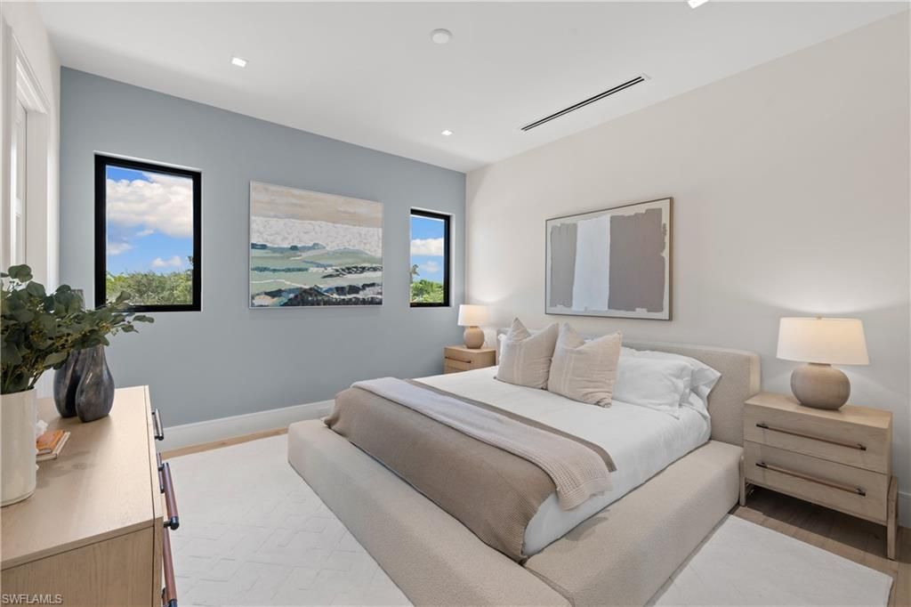 Bedroom, Interior, Marble, Recessed Lighting