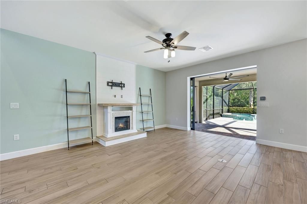 Empty room, Fireplace, Interior, Wood Texture Flooring