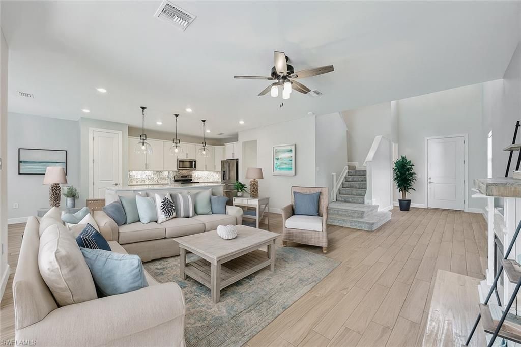 Interior, Kitchen, Living room, Pendant Lights, Recessed Lighting, Stainless Steel Appliances, Wood Texture Flooring