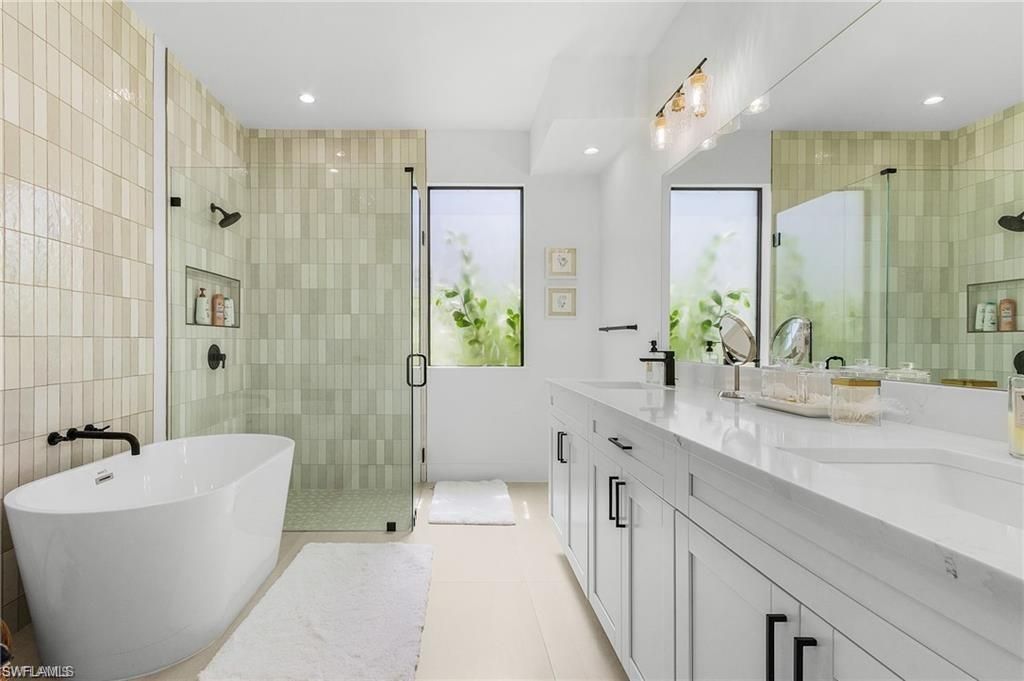 Bathroom, Dual Sink Vanities, Free Standing Baths, Glass Shower, Interior, Recessed Lighting