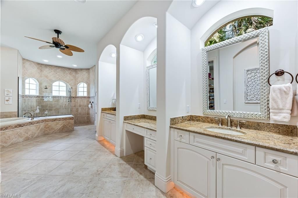 Bathroom, Dual Sink Vanities, Glass Shower, Interior, Recessed Lighting