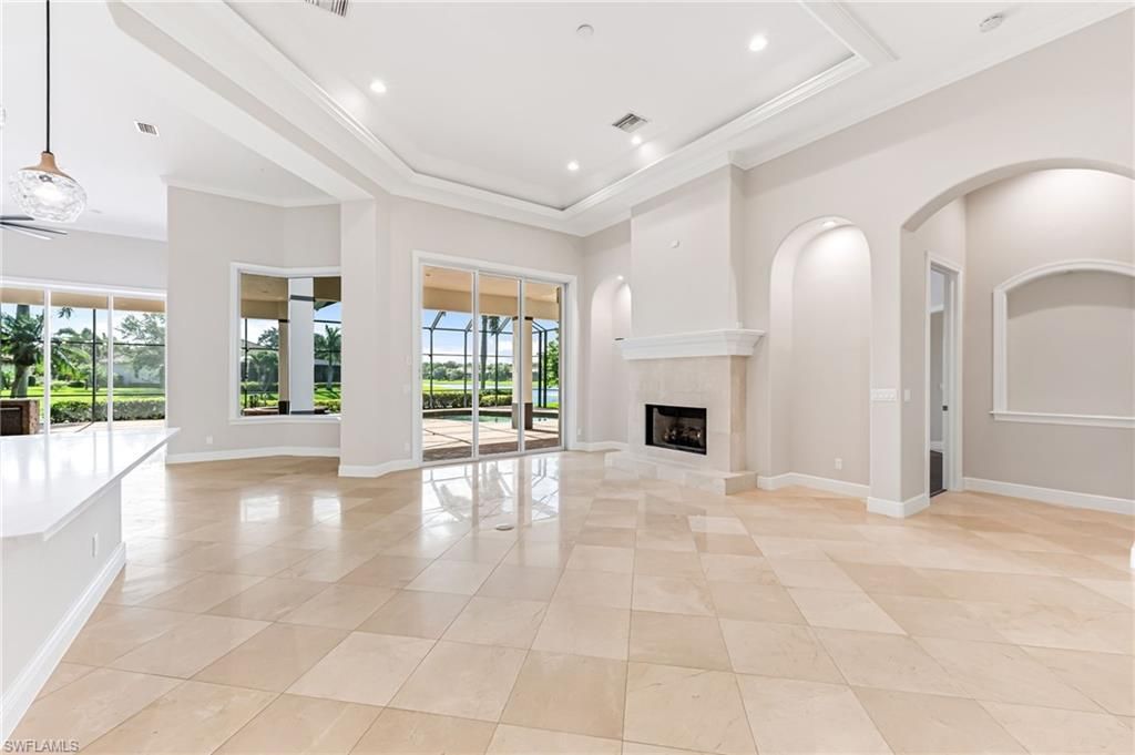 Empty room, Fireplace, Interior, Pendant Lights, Recessed Lighting