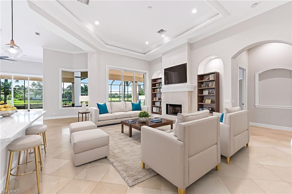 Fireplace, Interior, Living room, Pendant Lights, Recessed Lighting