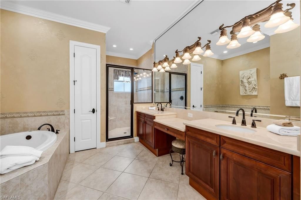 Bathroom, Dual Sink Vanities, Glass Shower, Interior, Recessed Lighting