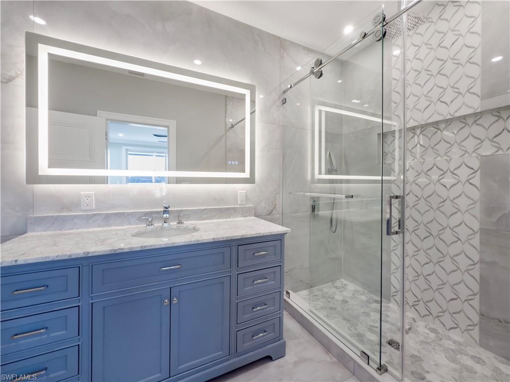 Bathroom, Glass Shower, Interior, Recessed Lighting