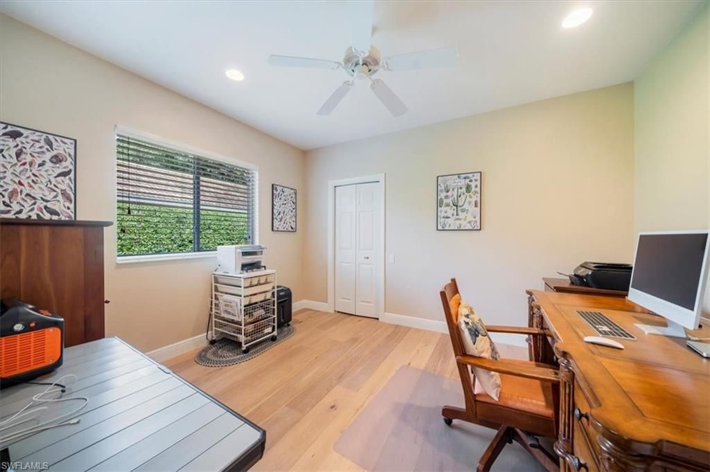 Home Office, Interior, Recessed Lighting, Wood Texture Flooring