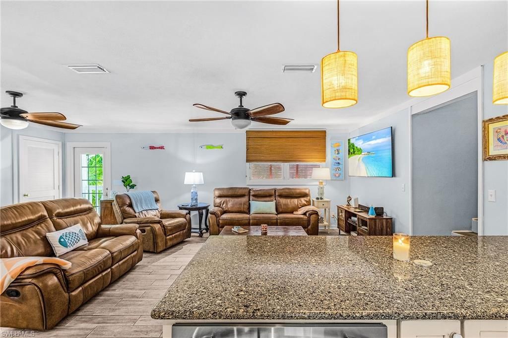 Interior, Living room, Pendant Lights, Wood Texture Flooring