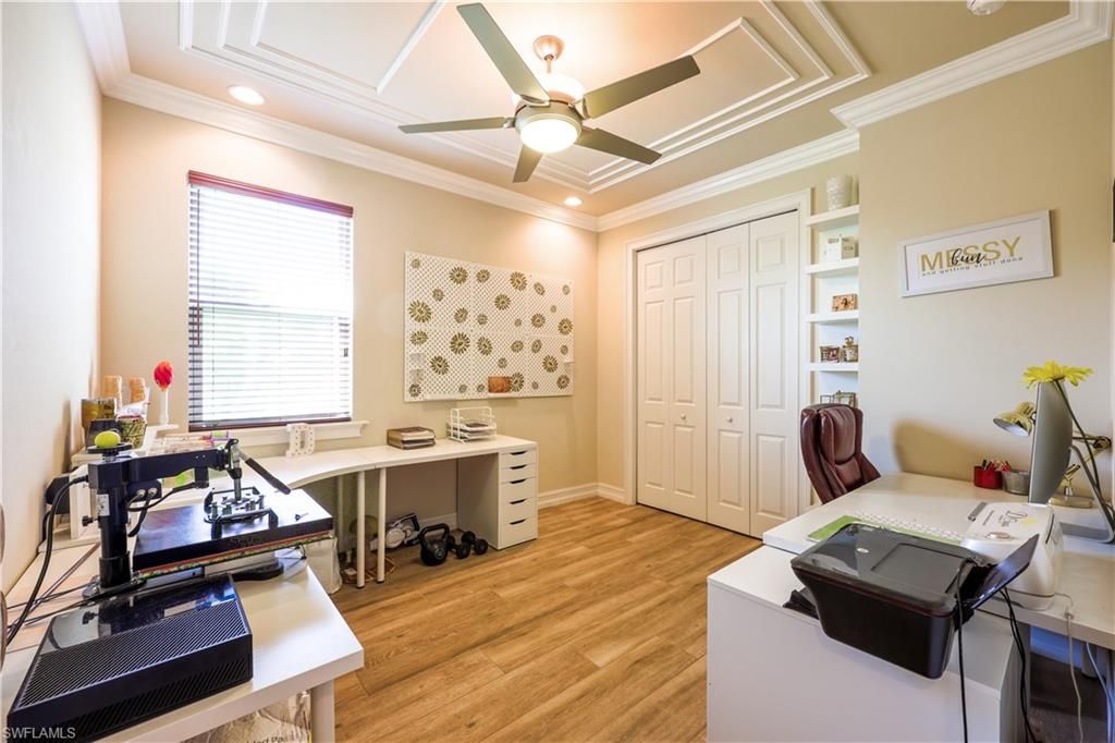 Home Office, Interior, Recessed Lighting, Wood Texture Flooring
