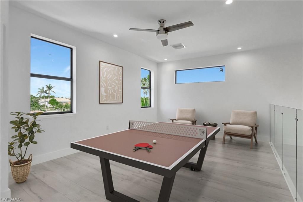 Game Room, Interior, Recessed Lighting, Wood Texture Flooring