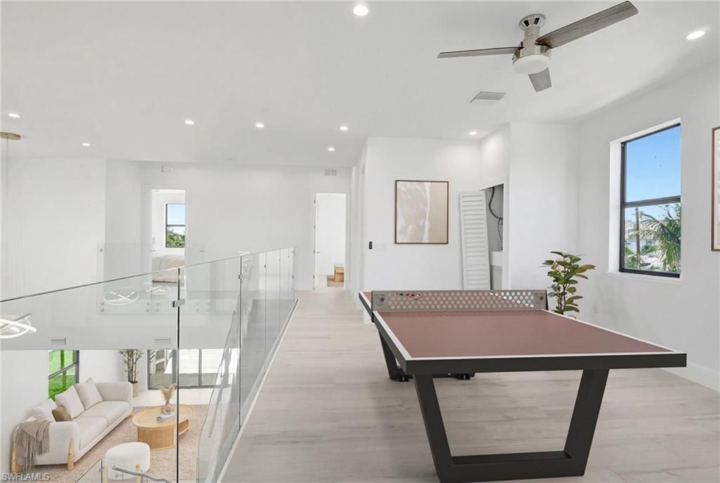 Game Room, Interior, Recessed Lighting, Wood Texture Flooring