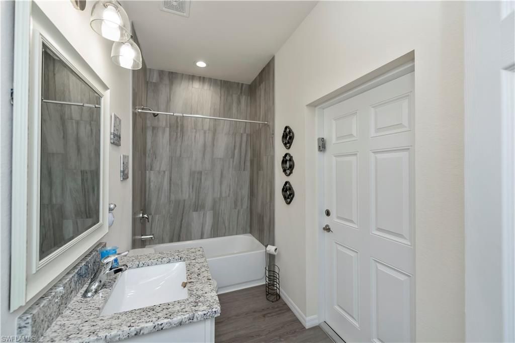 Bathroom, Interior, Recessed Lighting, Wood Texture Flooring