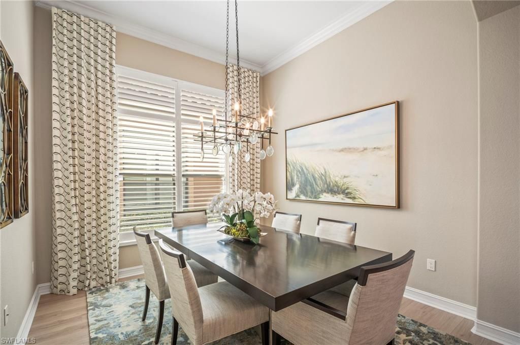 Chandelier, Dining room, Interior, Pendant Lights, Wood Texture Flooring
