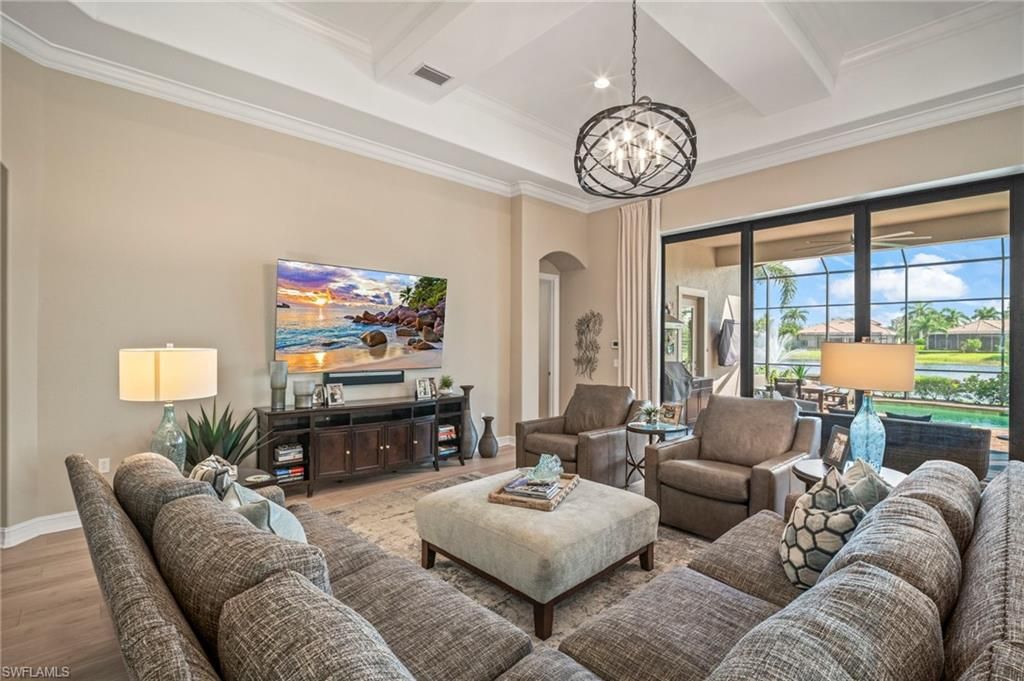 Chandelier, Interior, Living room, Pendant Lights, Wood Texture Flooring