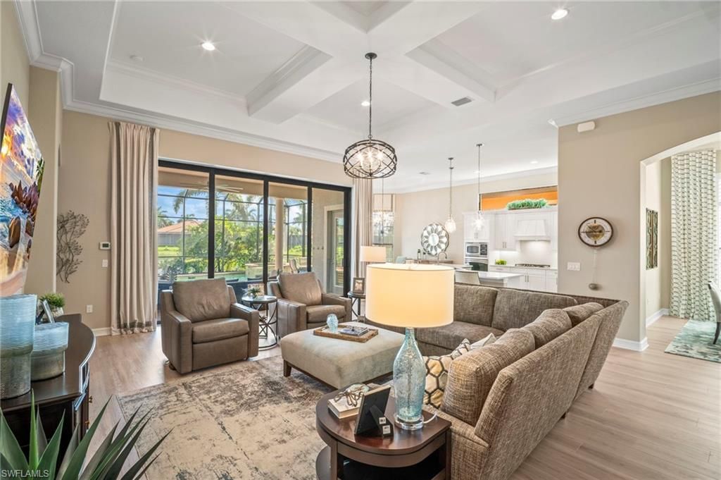Interior, Kitchen, Living room, Pendant Lights, Recessed Lighting, Stainless Steel Appliances, Wood Texture Flooring