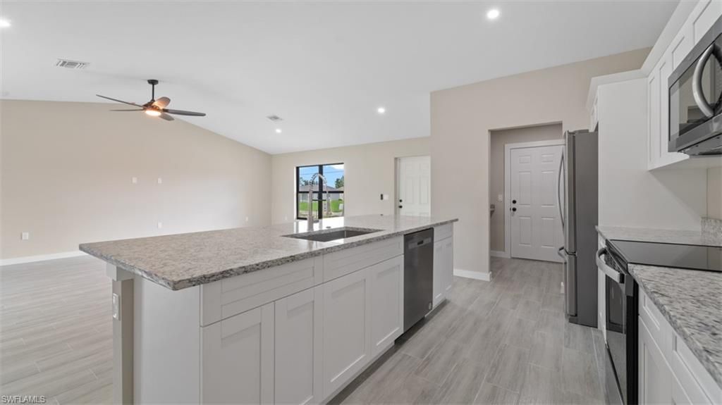 Interior, Kitchen, Recessed Lighting, Wood Texture Flooring