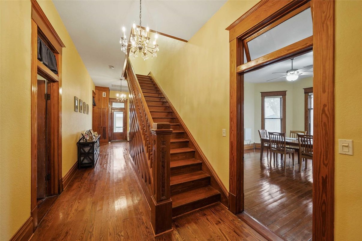 Chandelier, Dining room, Interior, Pendant Lights, Wood Texture Flooring