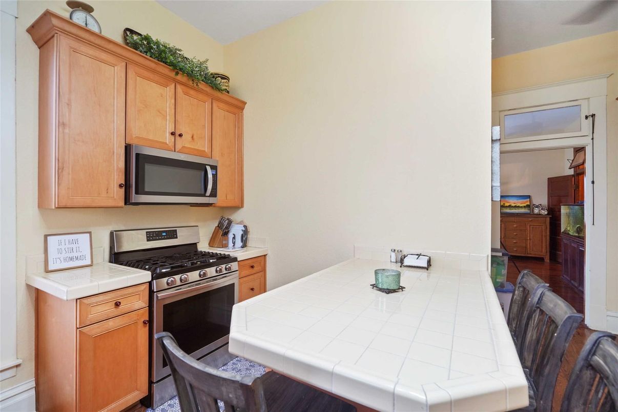 Interior, Kitchen, Stainless Steel Appliances, Tile Countertops