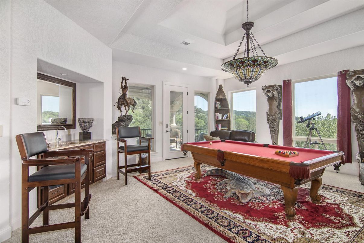 Billiard Table, Game Room, Interior, Pendant Lights, Recessed Lighting