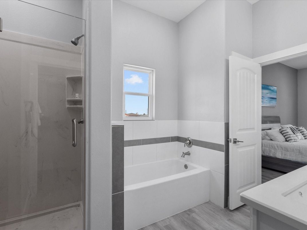 Bathroom, Bedroom, Glass Shower, Interior, Wood Texture Flooring