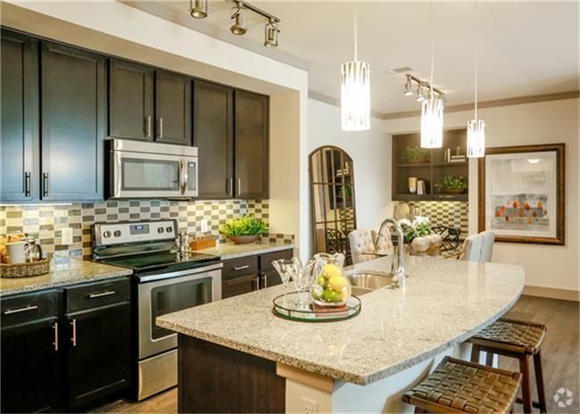 Dining room, Interior, Kitchen, Pendant Lights, Stainless Steel Appliances, Wood Texture Flooring