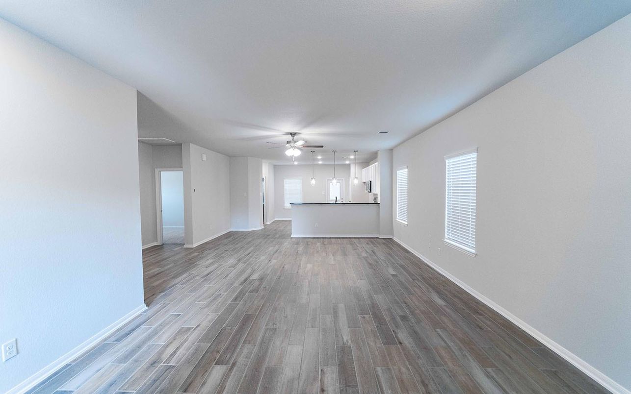 Empty room, Interior, Pendant Lights, Wood Texture Flooring