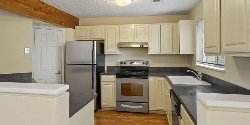 Interior, Kitchen, Stainless Steel Appliances, Wooden Beams, Wood Texture Flooring