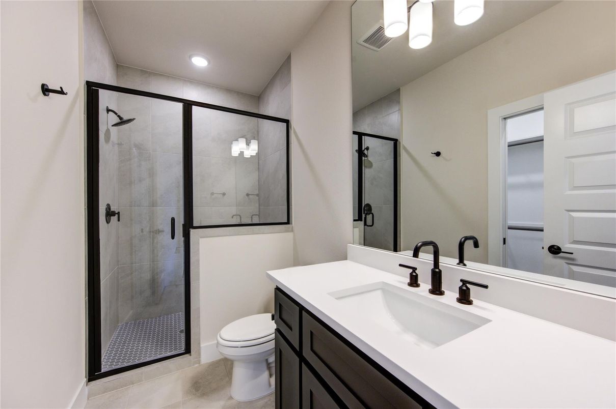 Bathroom, Glass Shower, Interior, Recessed Lighting