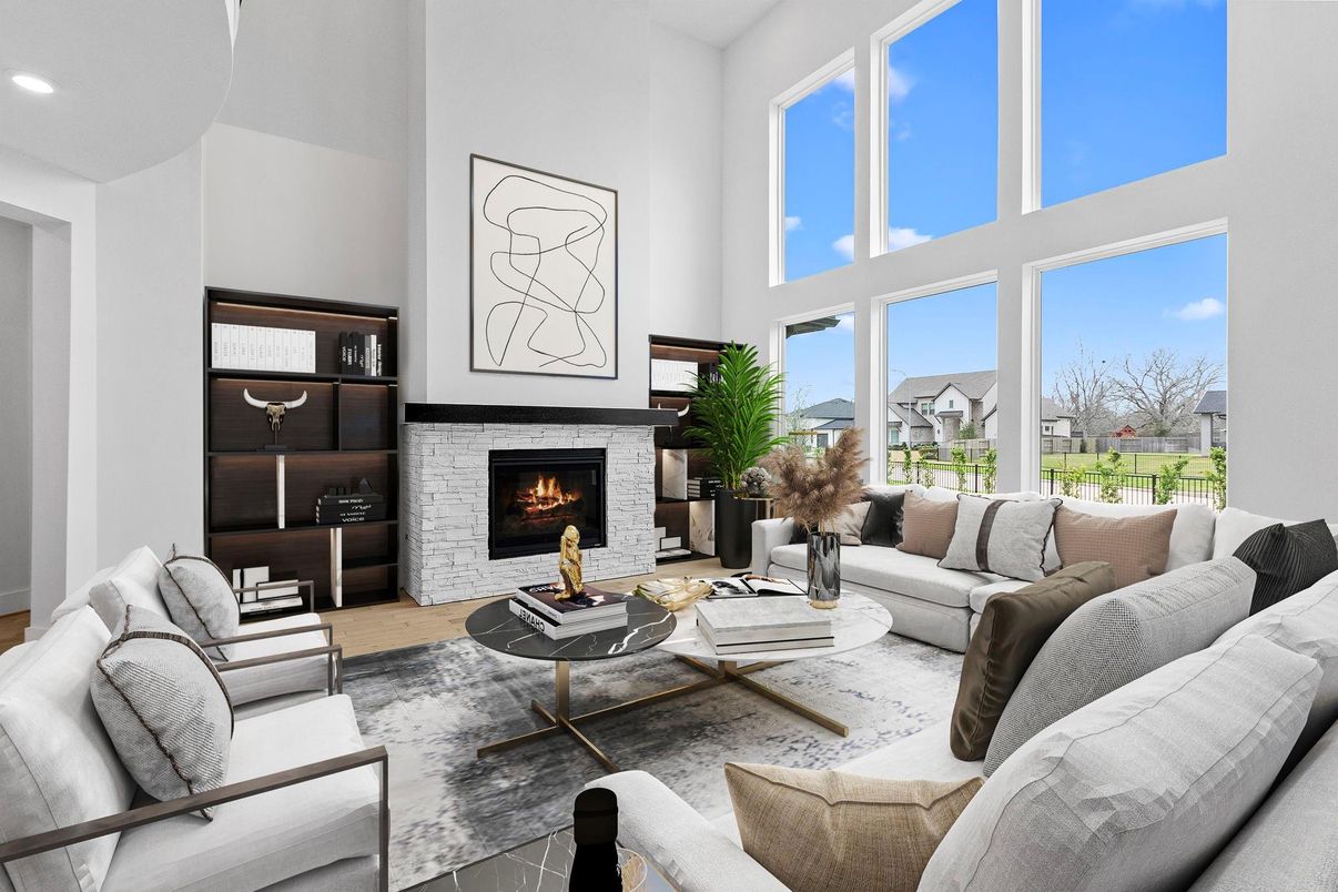 Fireplace, Interior, Living room, Recessed Lighting