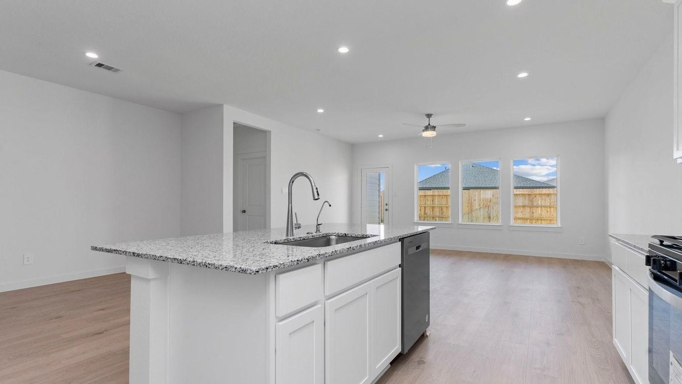 Interior, Kitchen, Recessed Lighting, Wood Texture Flooring