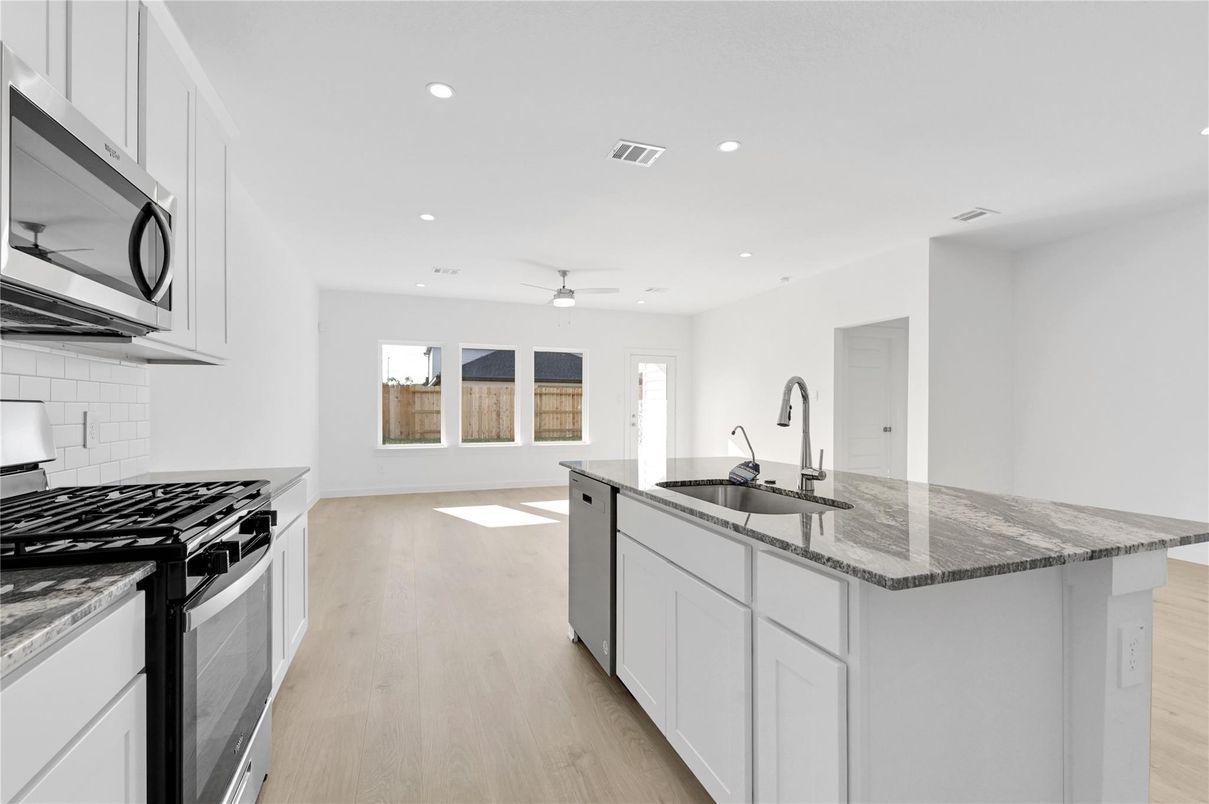 Interior, Kitchen, Recessed Lighting, Wood Texture Flooring