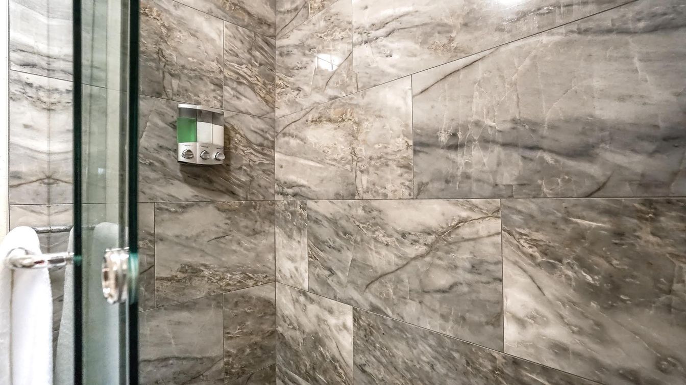 Bathroom, Glass Shower, Interior, Marble Walls