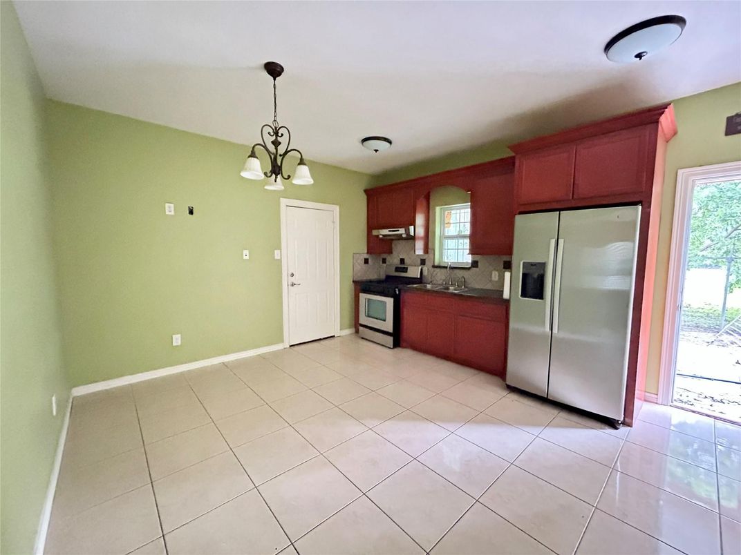Chandelier, Interior, Kitchen, Stainless Steel Appliances