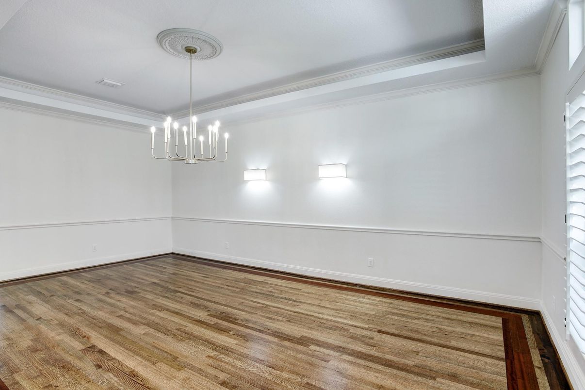 Empty room, Interior, Pendant Lights, Wood Texture Flooring