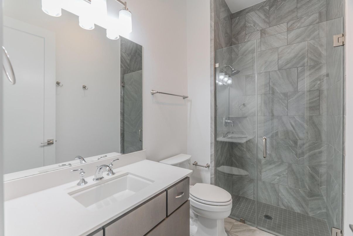 Bathroom, Glass Shower, Interior, Marble Walls